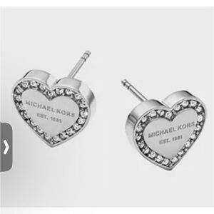 Michael Kors Silver Heart Crystal Earrings NIB
